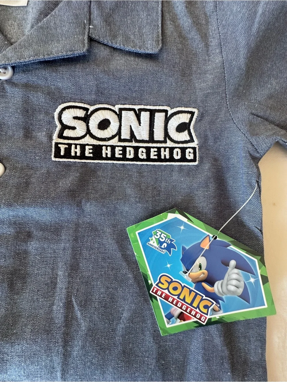 Sonic the Hedgehog Kids' Short-Sleeve Button-Down Shirt - Navy